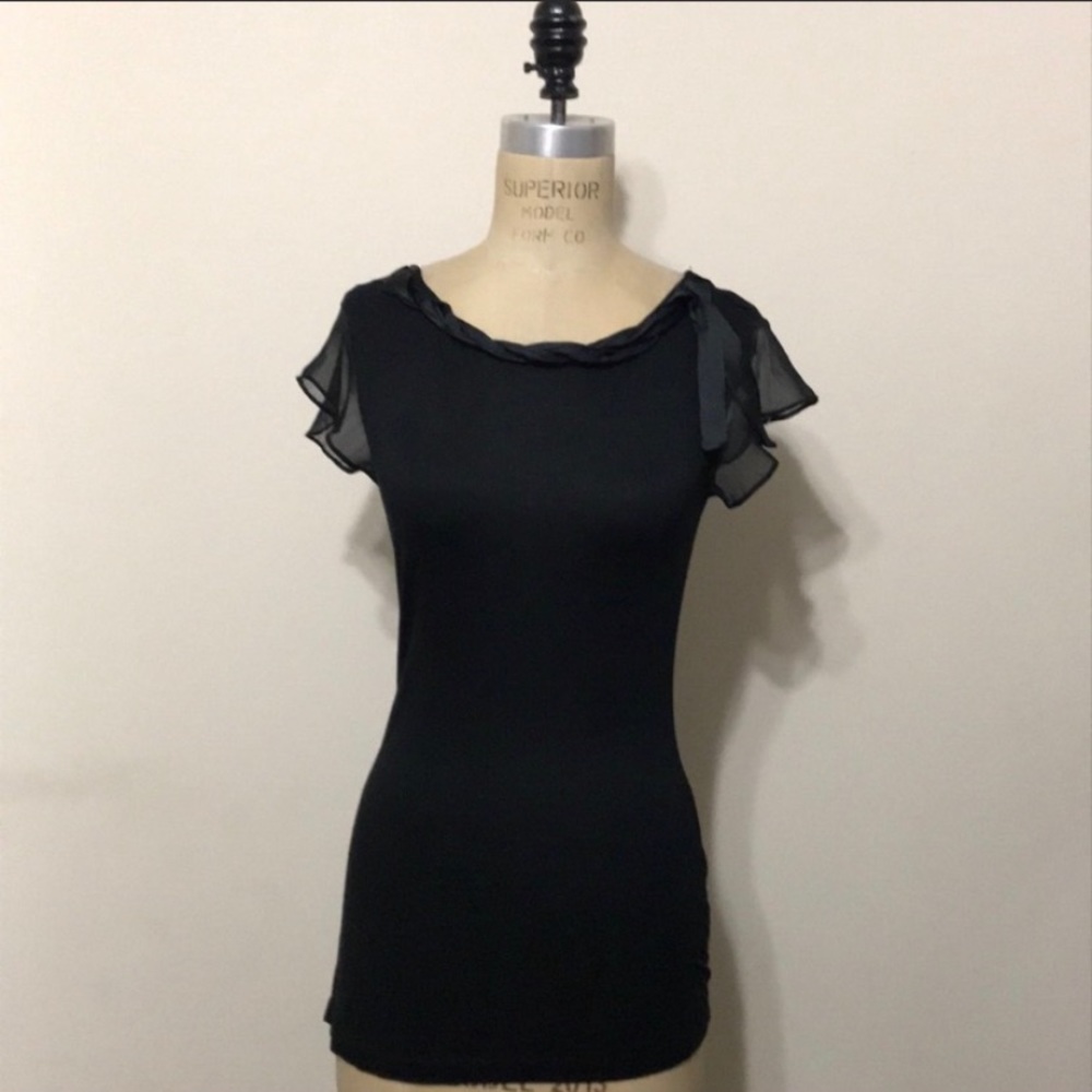 🔥Kische Black Jersey Gauze Sleeves Top